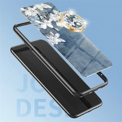 For Infinix Note 40 Case Pattern Print Tempered Glass Kickstand Phone Cover