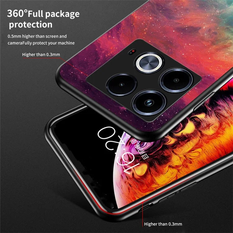 For Infinix Note 40 Case Tempered Glass+PC+TPU Starry Sky Pattern Phone Cover