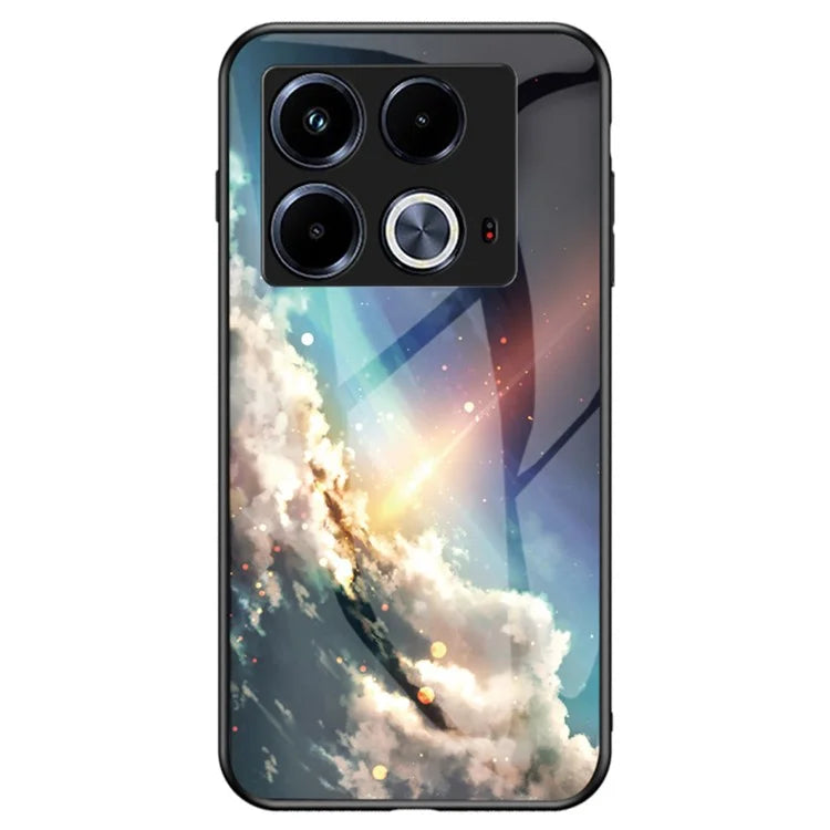 For Infinix Note 40 Case Tempered Glass+PC+TPU Starry Sky Pattern Phone Cover