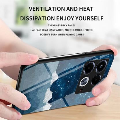 For Infinix Note 40 Case Tempered Glass+PC+TPU Starry Sky Pattern Phone Cover