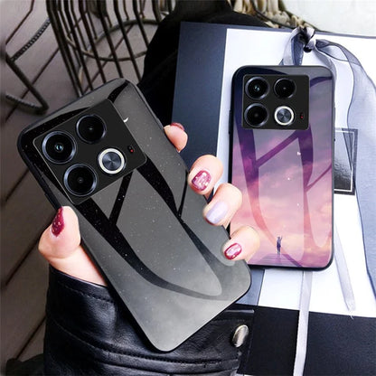 For Infinix Note 40 Case Tempered Glass+PC+TPU Starry Sky Pattern Phone Cover