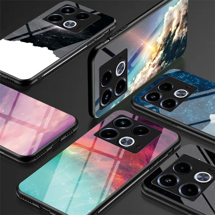 For Infinix Note 40 Case Tempered Glass+PC+TPU Starry Sky Pattern Phone Cover
