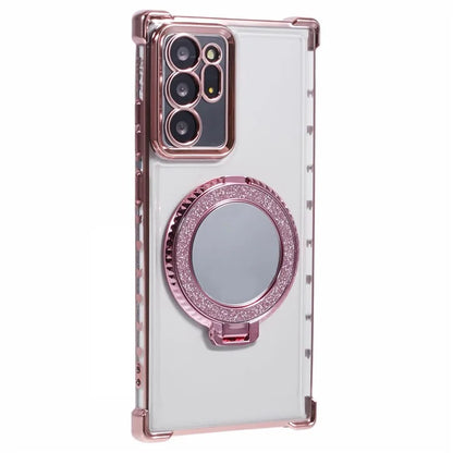 For Samsung Galaxy Note20 Ultra / Note20 Ultra 5G Case Electroplating TPU Cover with Kickstand Mirror