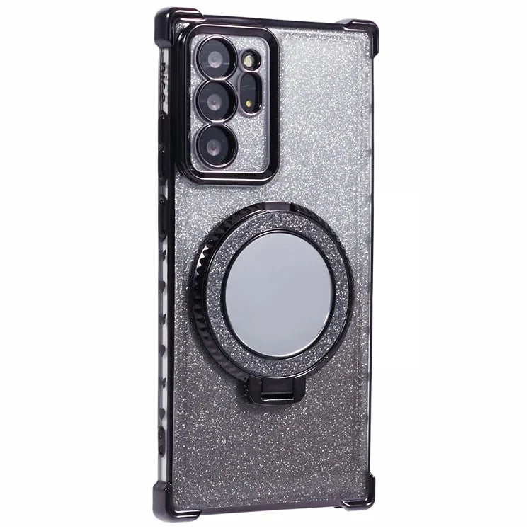 For Samsung Galaxy Note20 Ultra / Note20 Ultra 5G Case TPU Glitter Phone Cover Kickstand Mirror