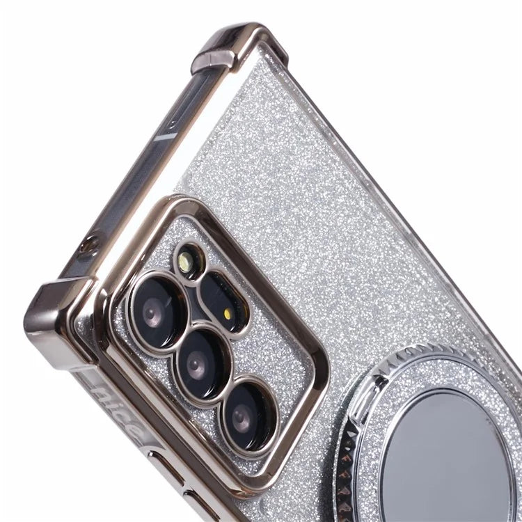 For Samsung Galaxy Note20 Ultra / Note20 Ultra 5G Case TPU Glitter Phone Cover Kickstand Mirror