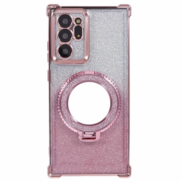 For Samsung Galaxy Note20 Ultra / Note20 Ultra 5G Case TPU Glitter Phone Cover Kickstand Mirror