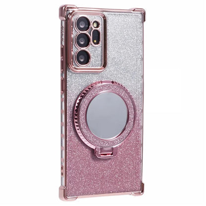 For Samsung Galaxy Note20 Ultra / Note20 Ultra 5G Case TPU Glitter Phone Cover Kickstand Mirror