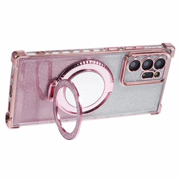 For Samsung Galaxy Note20 Ultra / Note20 Ultra 5G Case TPU Glitter Phone Cover Kickstand Mirror