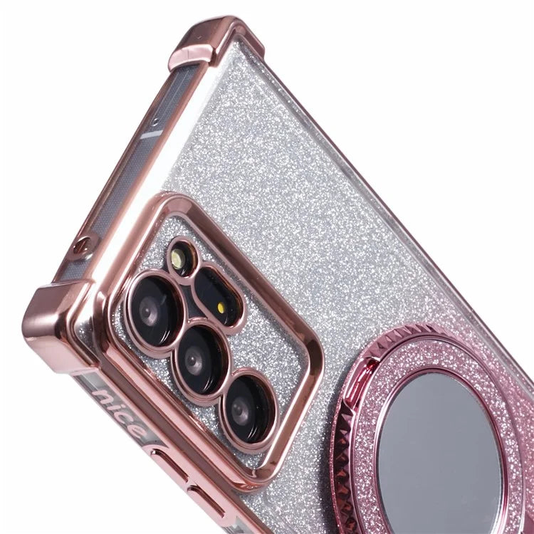 For Samsung Galaxy Note20 Ultra / Note20 Ultra 5G Case TPU Glitter Phone Cover Kickstand Mirror