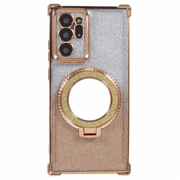 For Samsung Galaxy Note20 Ultra / Note20 Ultra 5G Case TPU Glitter Phone Cover Kickstand Mirror