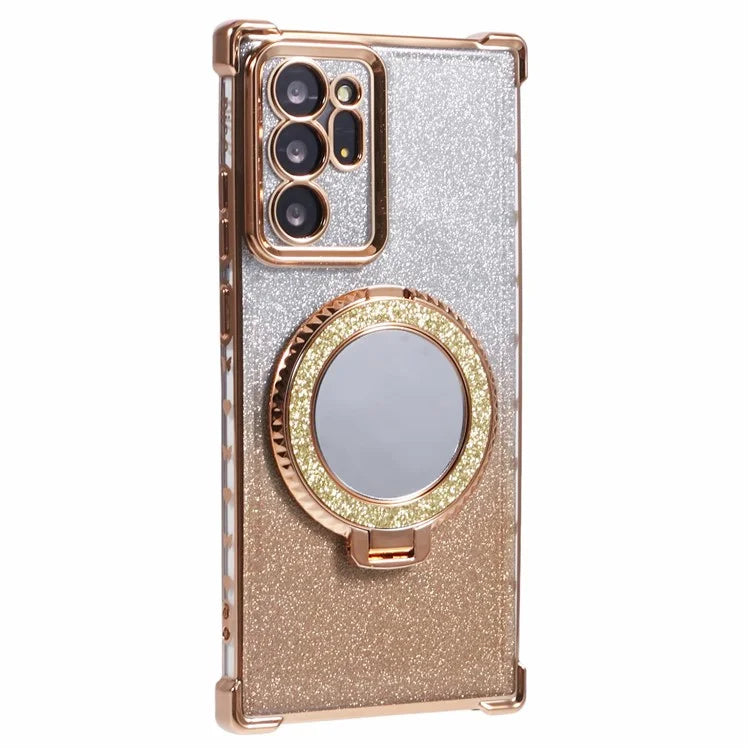 For Samsung Galaxy Note20 Ultra / Note20 Ultra 5G Case TPU Glitter Phone Cover Kickstand Mirror