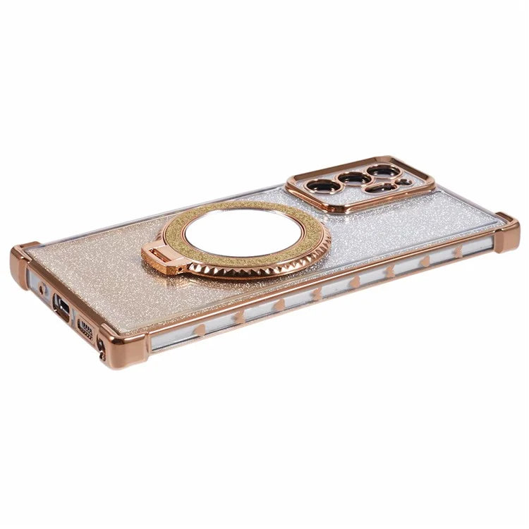 For Samsung Galaxy Note20 Ultra / Note20 Ultra 5G Case TPU Glitter Phone Cover Kickstand Mirror