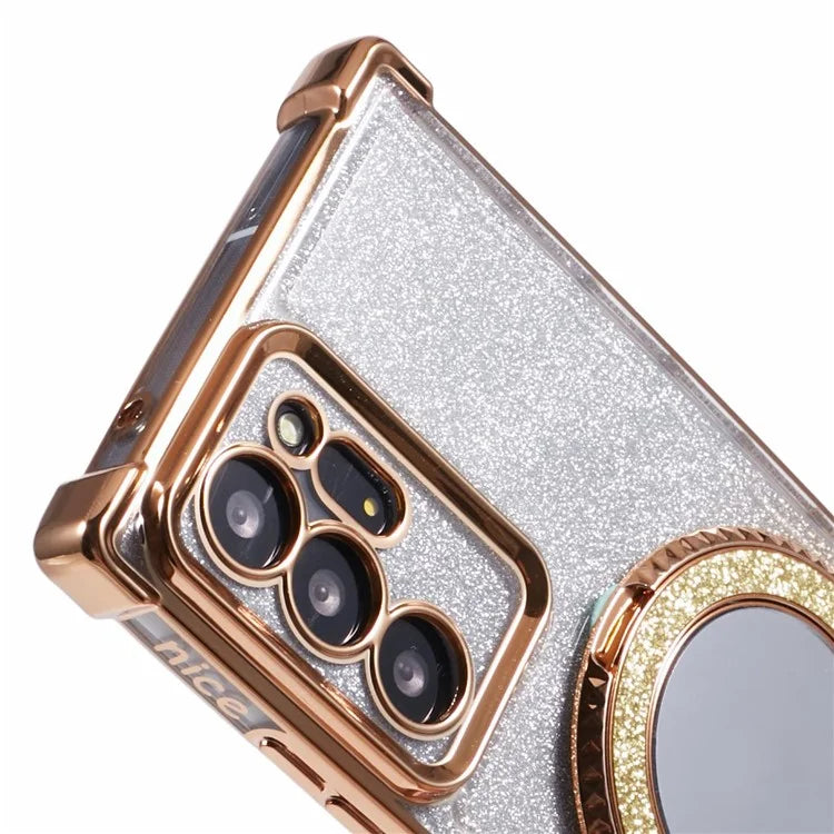 For Samsung Galaxy Note20 Ultra / Note20 Ultra 5G Case TPU Glitter Phone Cover Kickstand Mirror