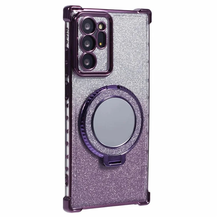 For Samsung Galaxy Note20 Ultra / Note20 Ultra 5G Case TPU Glitter Phone Cover Kickstand Mirror