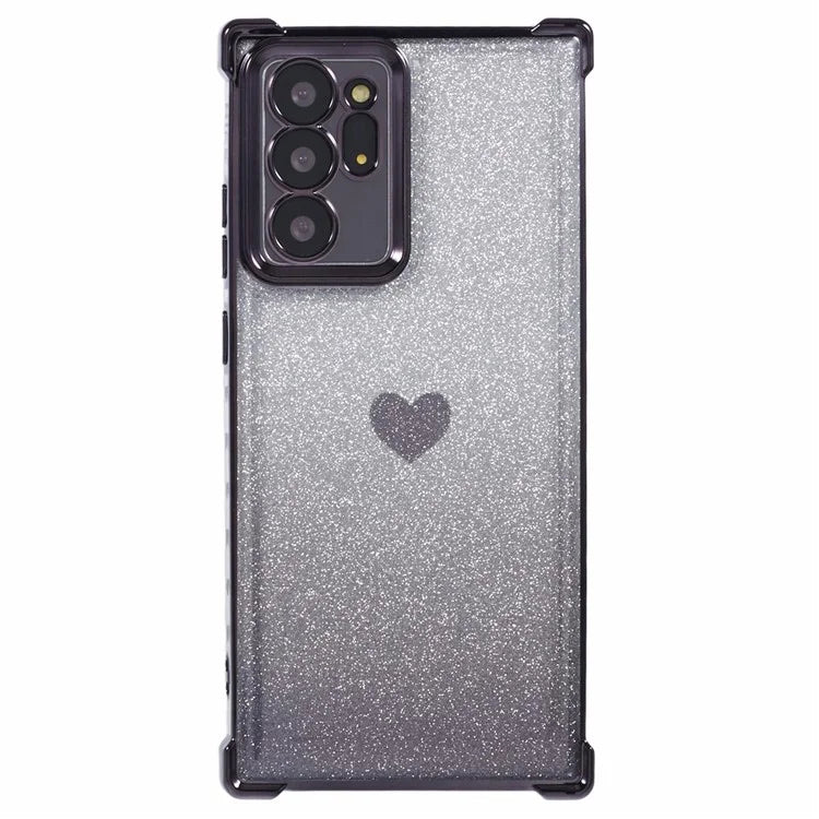 For Samsung Galaxy Note20 Ultra / Note20 Ultra 5G Case Heart Pattern Electroplating TPU Glitter Phone Cover
