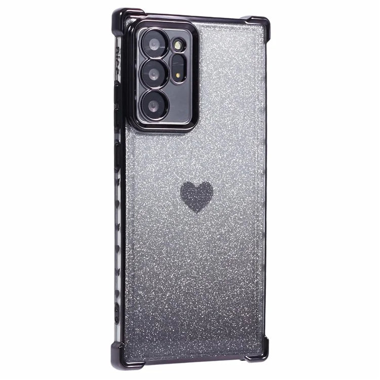 For Samsung Galaxy Note20 Ultra / Note20 Ultra 5G Case Heart Pattern Electroplating TPU Glitter Phone Cover