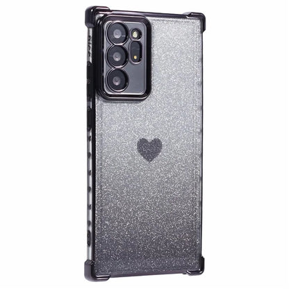 For Samsung Galaxy Note20 Ultra / Note20 Ultra 5G Case Heart Pattern Electroplating TPU Glitter Phone Cover