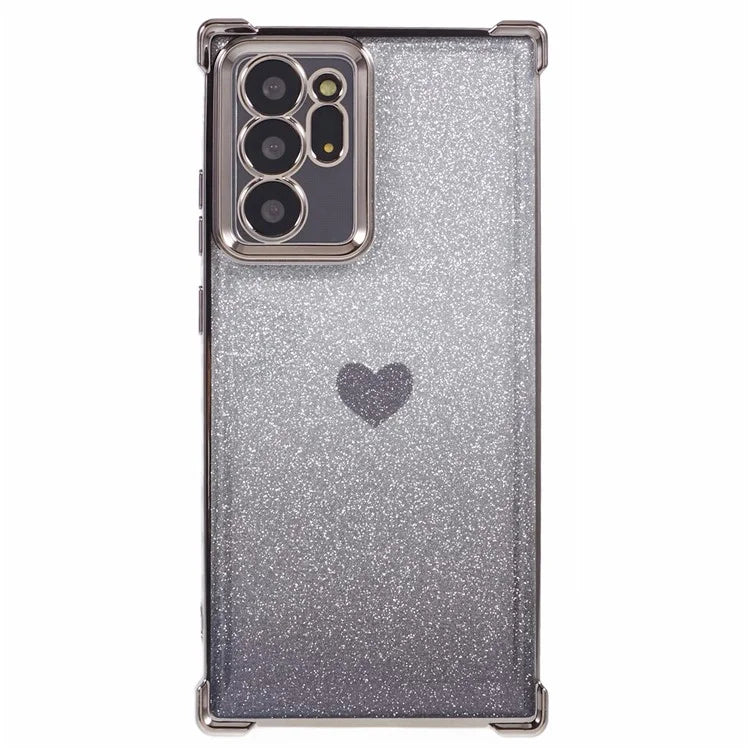 For Samsung Galaxy Note20 Ultra / Note20 Ultra 5G Case Heart Pattern Electroplating TPU Glitter Phone Cover