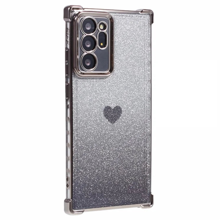 For Samsung Galaxy Note20 Ultra / Note20 Ultra 5G Case Heart Pattern Electroplating TPU Glitter Phone Cover