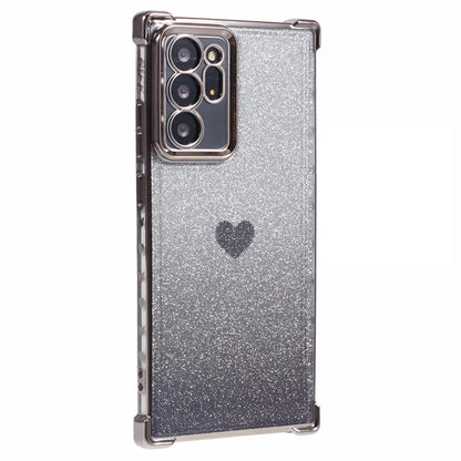 For Samsung Galaxy Note20 Ultra / Note20 Ultra 5G Case Heart Pattern Electroplating TPU Glitter Phone Cover