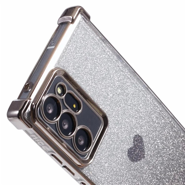 For Samsung Galaxy Note20 Ultra / Note20 Ultra 5G Case Heart Pattern Electroplating TPU Glitter Phone Cover