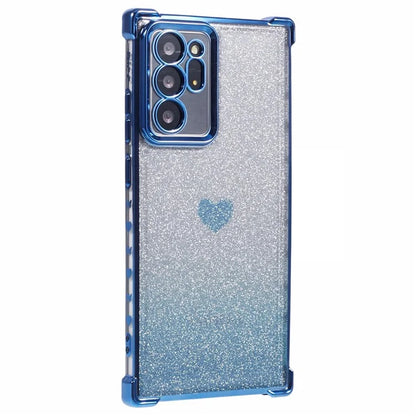 For Samsung Galaxy Note20 Ultra / Note20 Ultra 5G Case Heart Pattern Electroplating TPU Glitter Phone Cover