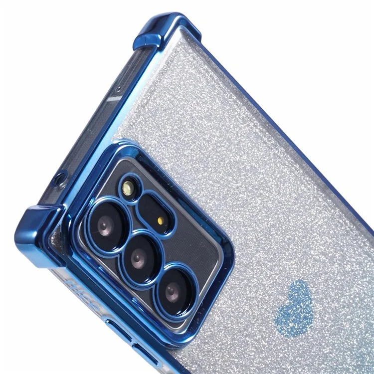For Samsung Galaxy Note20 Ultra / Note20 Ultra 5G Case Heart Pattern Electroplating TPU Glitter Phone Cover