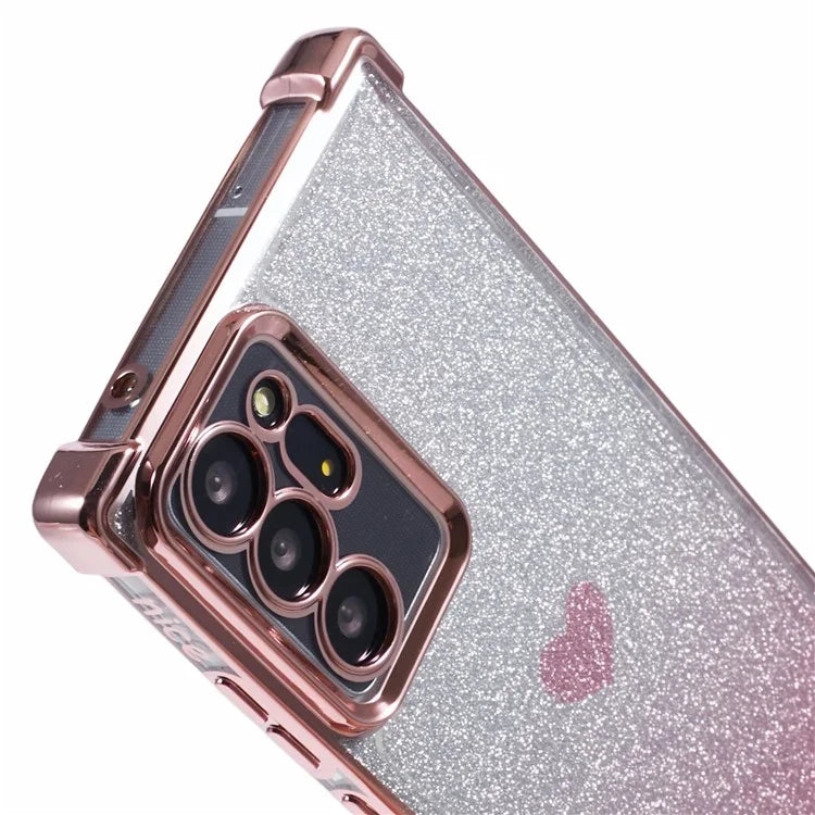 For Samsung Galaxy Note20 Ultra / Note20 Ultra 5G Case Heart Pattern Electroplating TPU Glitter Phone Cover