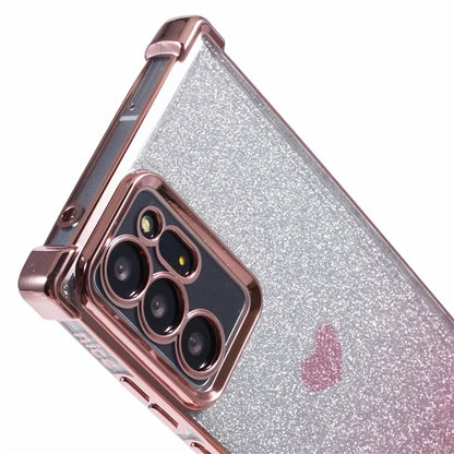 For Samsung Galaxy Note20 Ultra / Note20 Ultra 5G Case Heart Pattern Electroplating TPU Glitter Phone Cover