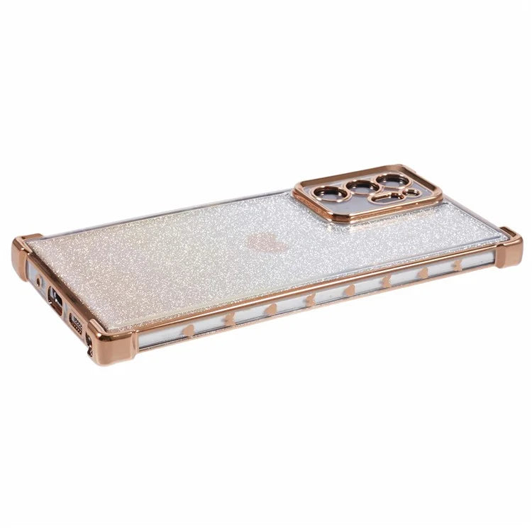 For Samsung Galaxy Note20 Ultra / Note20 Ultra 5G Case Heart Pattern Electroplating TPU Glitter Phone Cover
