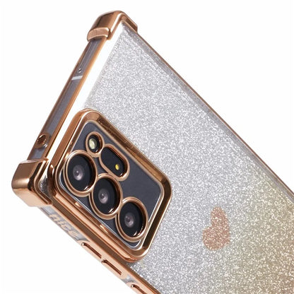 For Samsung Galaxy Note20 Ultra / Note20 Ultra 5G Case Heart Pattern Electroplating TPU Glitter Phone Cover