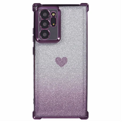 For Samsung Galaxy Note20 Ultra / Note20 Ultra 5G Case Heart Pattern Electroplating TPU Glitter Phone Cover