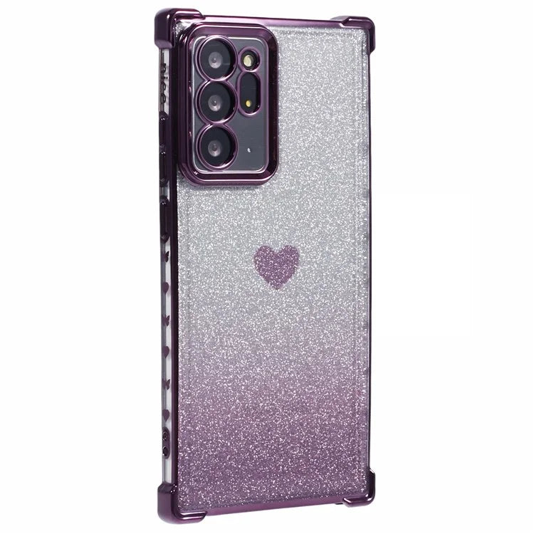 For Samsung Galaxy Note20 Ultra / Note20 Ultra 5G Case Heart Pattern Electroplating TPU Glitter Phone Cover