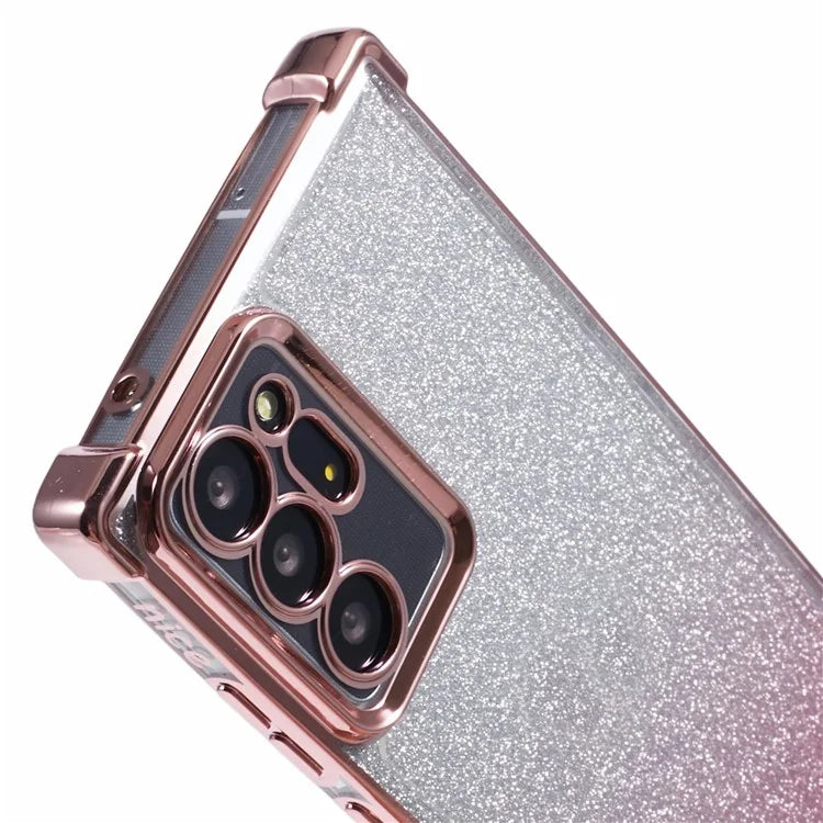 For Samsung Galaxy Note20 Ultra / Note20 Ultra 5G Case TPU Gradient Glitter Phone Cover Love Heart Frame