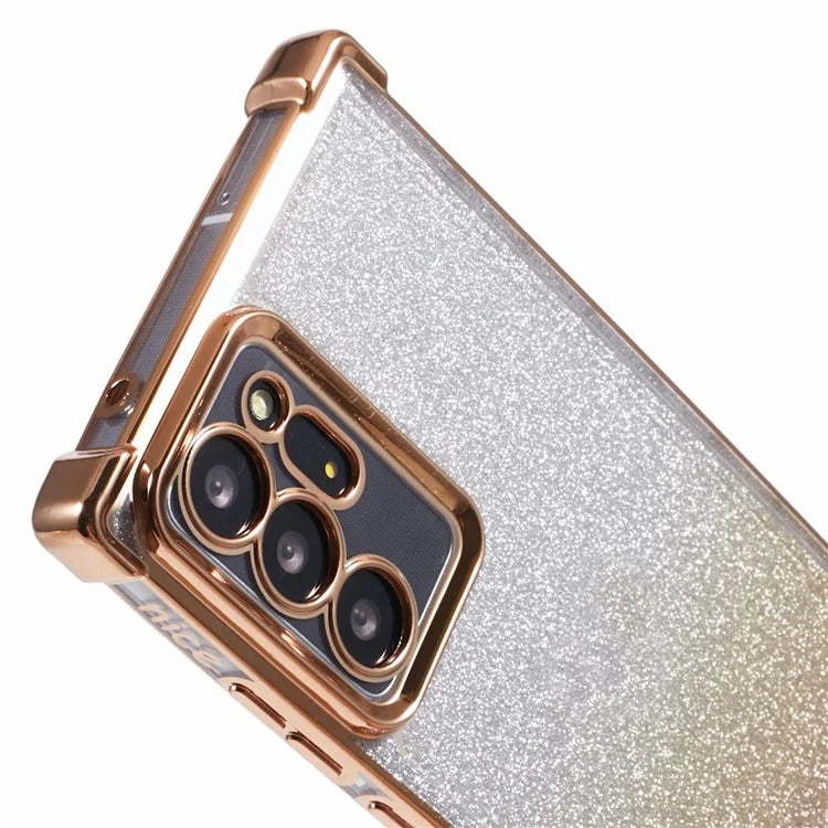 For Samsung Galaxy Note20 Ultra / Note20 Ultra 5G Case TPU Gradient Glitter Phone Cover Love Heart Frame