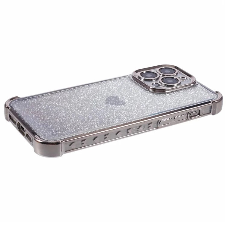 For iPhone 15 Pro Max Case Electroplating Glitter TPU Phone Cover Heart Pattern