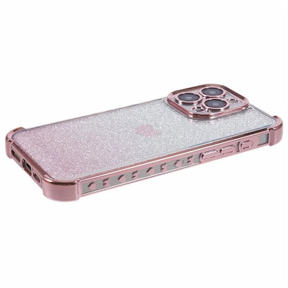 For iPhone 15 Pro Max Case Electroplating Glitter TPU Phone Cover Heart Pattern