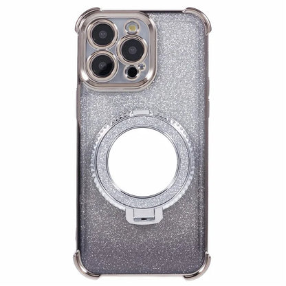 For iPhone 15 Pro Max Case Glitter Gradient TPU Phone Cover Ring Kickstand