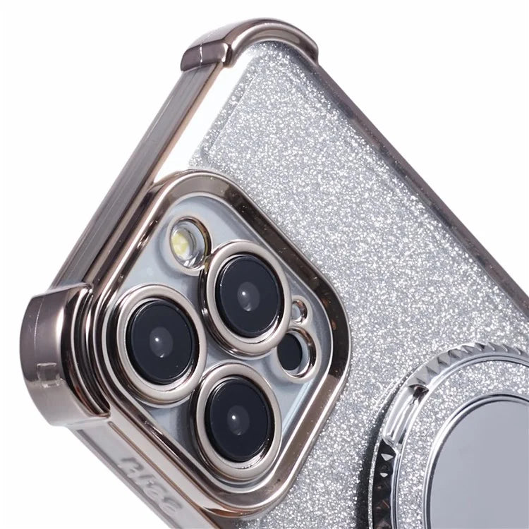 For iPhone 15 Pro Max Case Glitter Gradient TPU Phone Cover Ring Kickstand