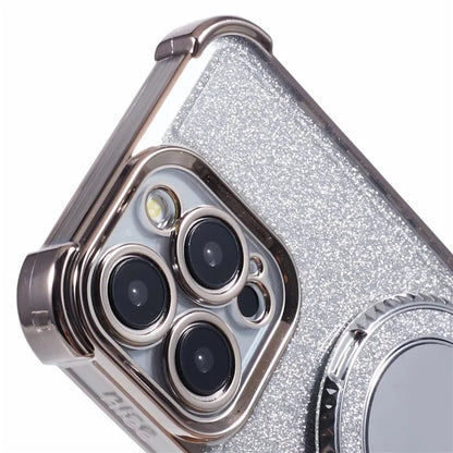 For iPhone 15 Pro Max Case Glitter Gradient TPU Phone Cover Ring Kickstand