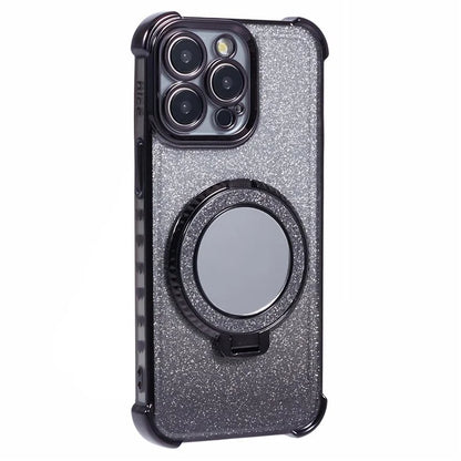 For iPhone 15 Pro Max Case Glitter Gradient TPU Phone Cover Ring Kickstand