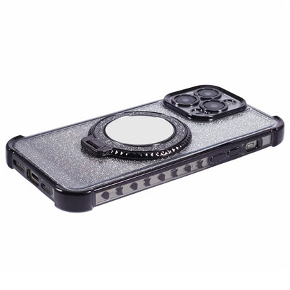 For iPhone 15 Pro Max Case Glitter Gradient TPU Phone Cover Ring Kickstand