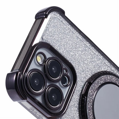 For iPhone 15 Pro Max Case Glitter Gradient TPU Phone Cover Ring Kickstand