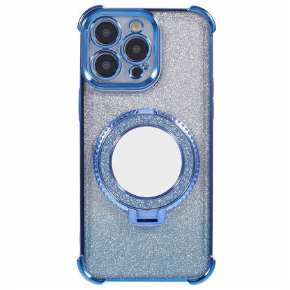 For iPhone 15 Pro Max Case Glitter Gradient TPU Phone Cover Ring Kickstand
