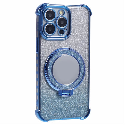 For iPhone 15 Pro Max Case Glitter Gradient TPU Phone Cover Ring Kickstand