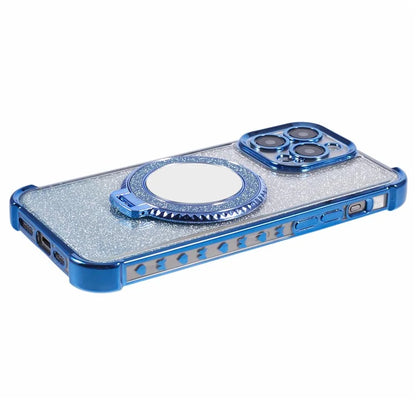 For iPhone 15 Pro Max Case Glitter Gradient TPU Phone Cover Ring Kickstand