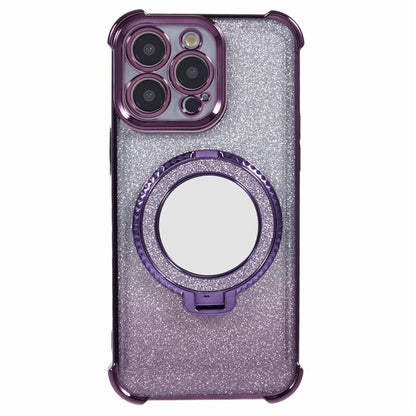 For iPhone 15 Pro Max Case Glitter Gradient TPU Phone Cover Ring Kickstand