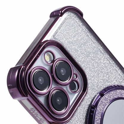For iPhone 15 Pro Max Case Glitter Gradient TPU Phone Cover Ring Kickstand
