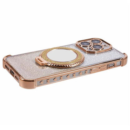 For iPhone 15 Pro Max Case Glitter Gradient TPU Phone Cover Ring Kickstand