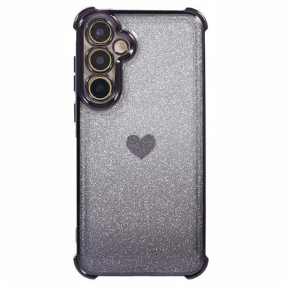 For Samsung Galaxy A55 5G Phone Case Gradient Glitter Heart Electroplating TPU Back Cover